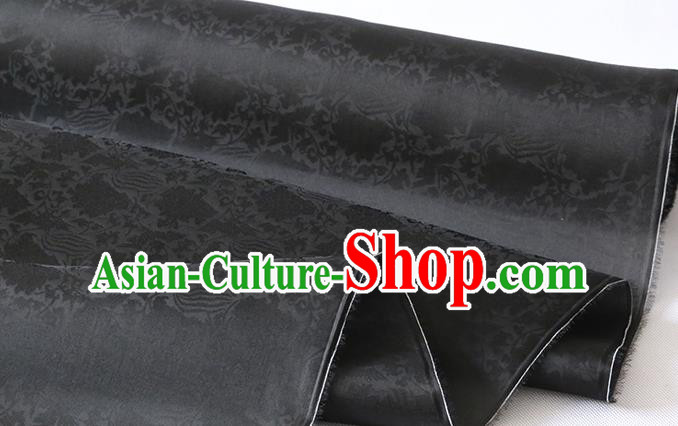 Chinese Traditional Black Jacquard Damask Cloth Organza Fabric Cheongsam Classical Phoenix Peony Pattern Silk Drapery