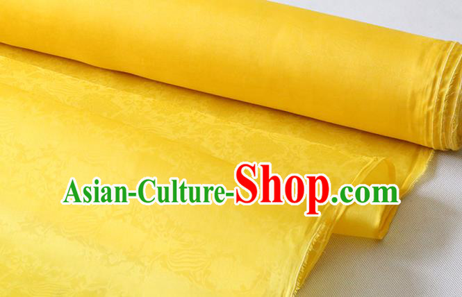 Chinese Yellow Organza Fabric Classical Phoenix Peony Pattern Silk Drapery Traditional Cheongsam Jacquard Damask Cloth