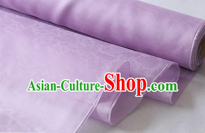 Chinese Hanfu Dress Jacquard Damask Cloth Classical Phoenix Peony Pattern Silk Drapery Traditional Lilac Organza Fabric