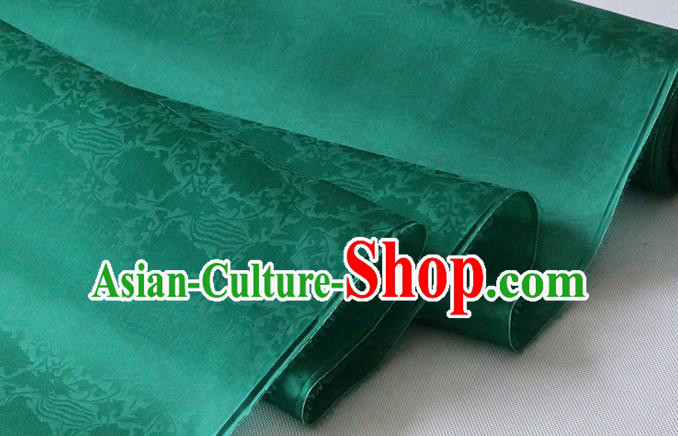 Chinese Classical Phoenix Peony Pattern Silk Drapery Traditional Deep Green Organza Fabric Hanfu Dress Jacquard Damask Cloth