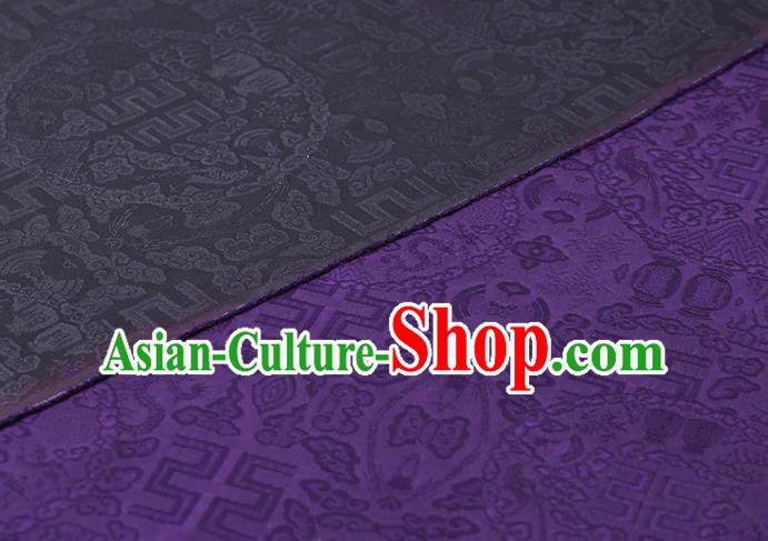 Chinese Classical Auspicious Pattern Purple Silk Drapery Traditional Cheongsam Cloth Weave Satin Fabric