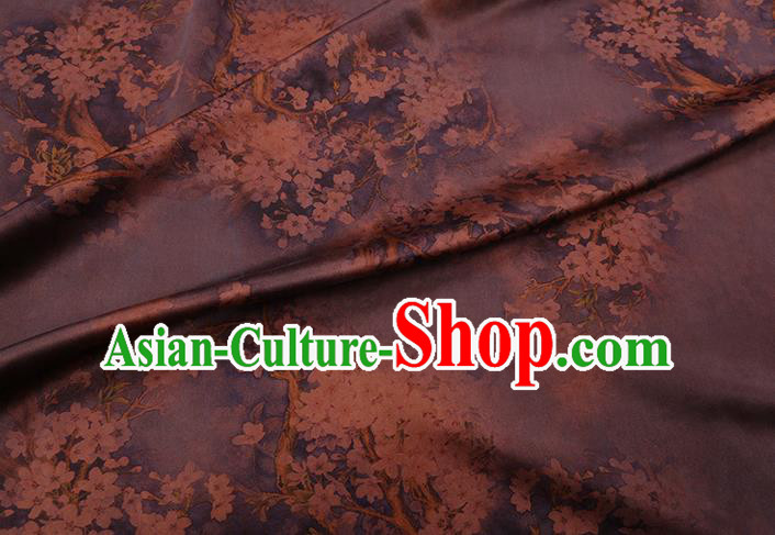 Chinese Traditional Watered Gauze Cheongsam Cloth Classical Pear Blossom Pattern Purple Gambiered Guangdong Silk Fabric
