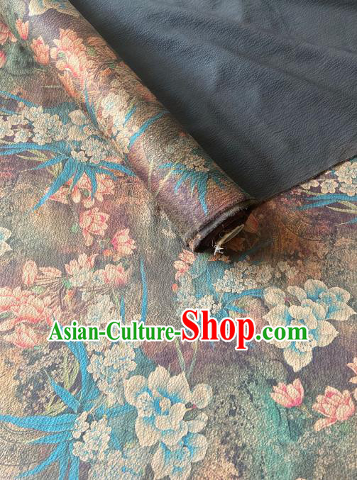 Chinese Traditional Cheongsam Purple Watered Gauze Fabric Classical Yulan Magnolia Pattern Gambiered Guangdong Silk