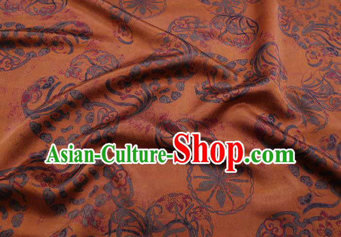 Chinese Classical Pattern Ginger Silk Drapery Traditional Gambiered Guangdong Gauze Cheongsam Fabric