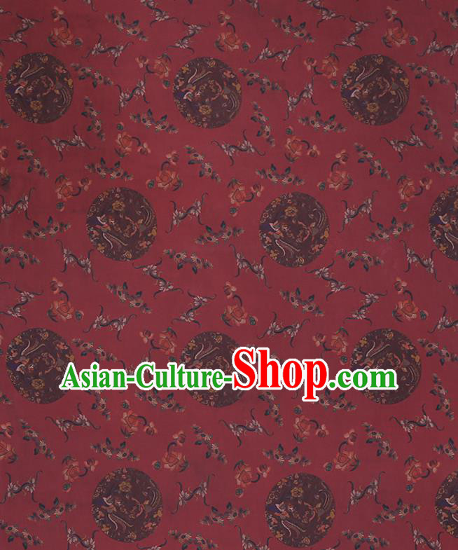 Chinese Classical Phoenix Peony Birds Pattern Silk Drapery Gambiered Guangdong Gauze Traditional Cheongsam Red Silk Fabric