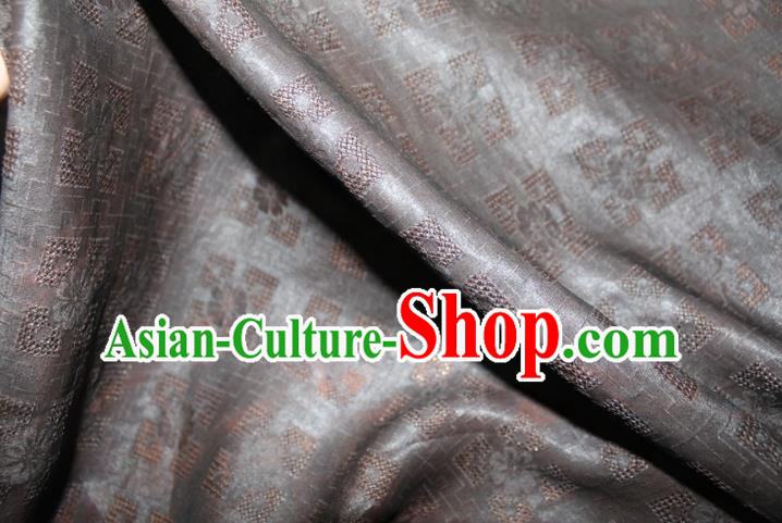 Chinese Classical Hollowed Pattern Silk Drapery Traditional Cheongsam Fabric Grey Gambiered Guangdong Gauze
