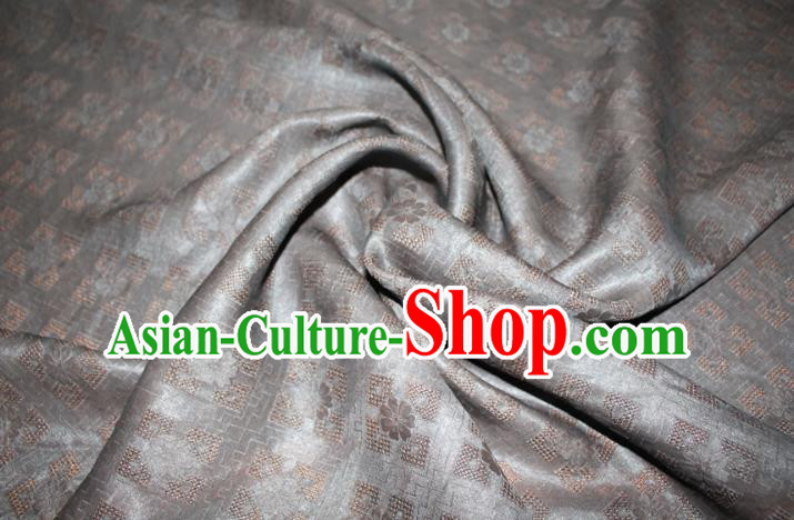 Chinese Classical Hollowed Pattern Silk Drapery Traditional Cheongsam Fabric Grey Gambiered Guangdong Gauze