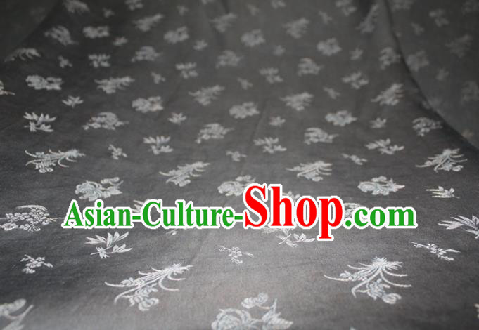 Chinese Classical Plum Orchid Bamboo Chrysanthemum Pattern Silk Drapery Traditional Grey Gambiered Guangdong Gauze Cheongsam Fabric