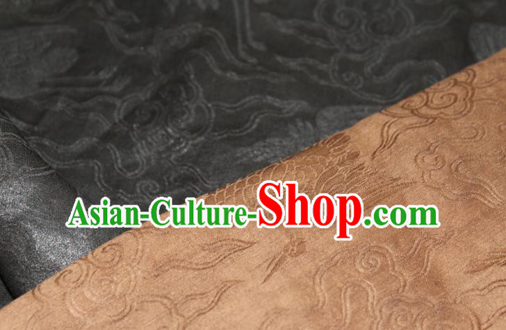 Chinese Classical Cloud Crane Pattern Silk Drapery Traditional Black Gambiered Guangdong Gauze Cheongsam Fabric