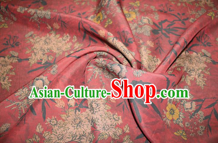 Chinese Classical Crack Pattern Silk Drapery Traditional Gambiered Guangdong Gauze Cheongsam Red Fabric
