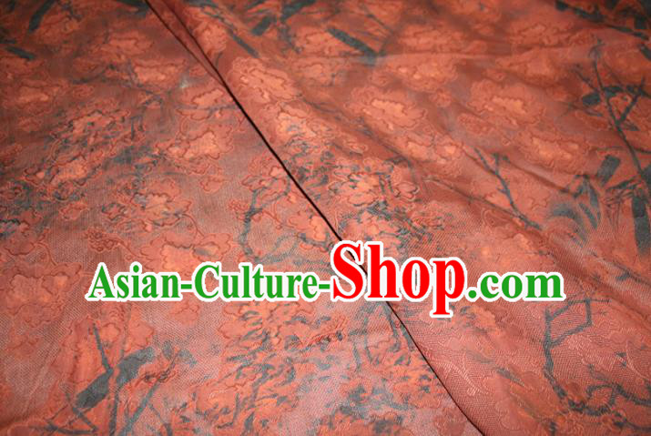 Chinese Classical Bamboo Pattern Silk Drapery Traditional Cheongsam Red Gambiered Guangdong Gauze Fabric