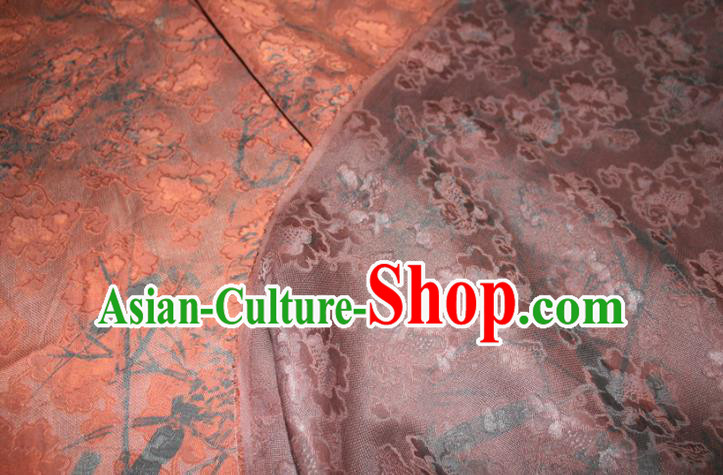 Chinese Classical Bamboo Pattern Silk Drapery Traditional Cheongsam Red Gambiered Guangdong Gauze Fabric