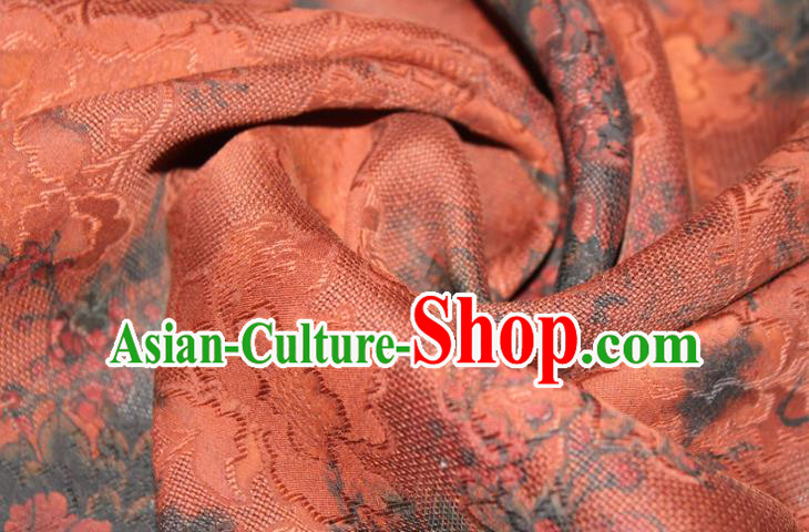 Chinese Classical Peony Pattern Silk Drapery Traditional Red Gambiered Guangdong Gauze Cheongsam Fabric
