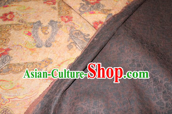 Chinese Cheongsam Yellow Satin Fabric Traditional Gambiered Guangdong Gauze Classical Royal Pattern Silk Drapery