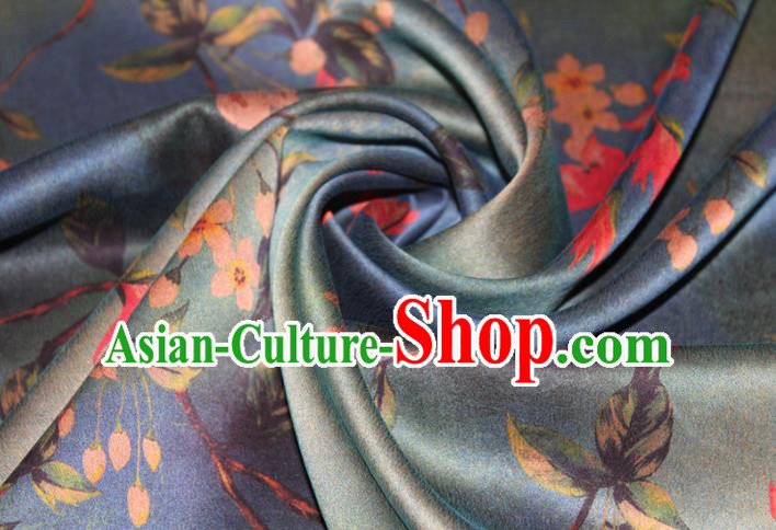 Chinese Cheongsam Classical Flowers Pattern Silk Drapery Traditional Fabric Blue Gambiered Guangdong Gauze