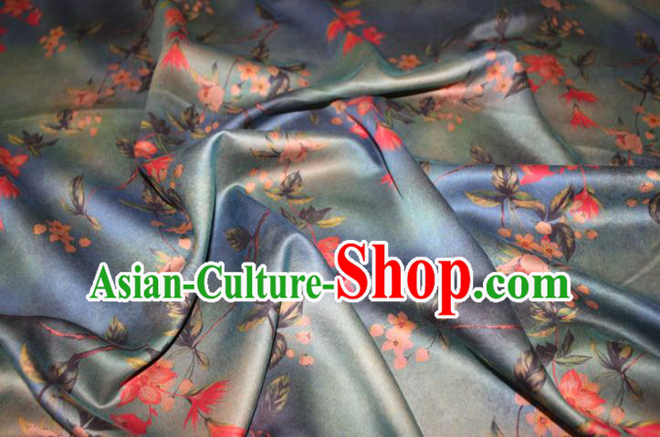 Chinese Cheongsam Classical Flowers Pattern Silk Drapery Traditional Fabric Blue Gambiered Guangdong Gauze