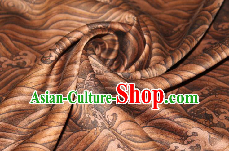 Chinese Classical Wave Pattern Silk Drapery Traditional Cheongsam Fabric Ginger Gambiered Guangdong Gauze