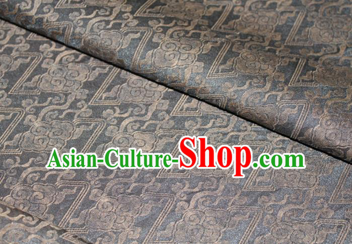 Chinese Traditional Grey Gambiered Guangdong Gauze Cheongsam Satin Fabric Classical Cloud Pattern Silk Drapery