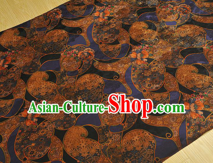 Chinese Classical Royal Pattern Silk Jacquard Drapery Traditional Gambiered Guangdong Gauze Cheongsam Purple Satin Fabric