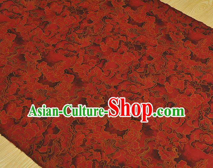 Chinese Classical Clouds Pattern Silk Drapery Traditional Gambiered Guangdong Gauze Cheongsam Red Satin Fabric