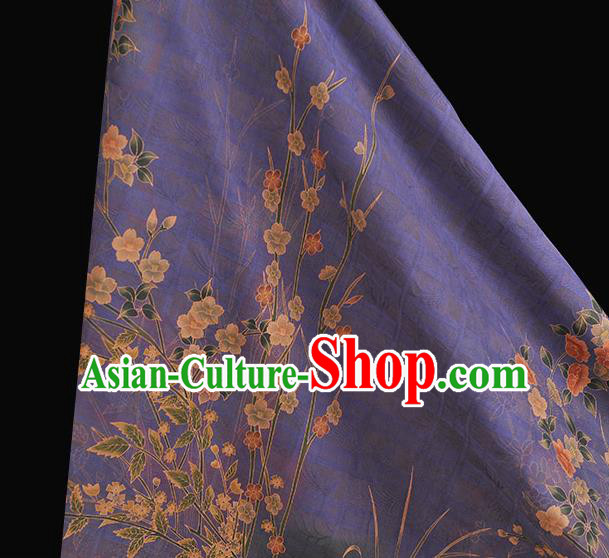 China Classical Jasmine Pattern Purple Silk Fabric Traditional Jacquard Satin Cheongsam Cloth