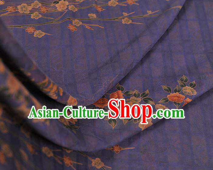 China Classical Jasmine Pattern Purple Silk Fabric Traditional Jacquard Satin Cheongsam Cloth
