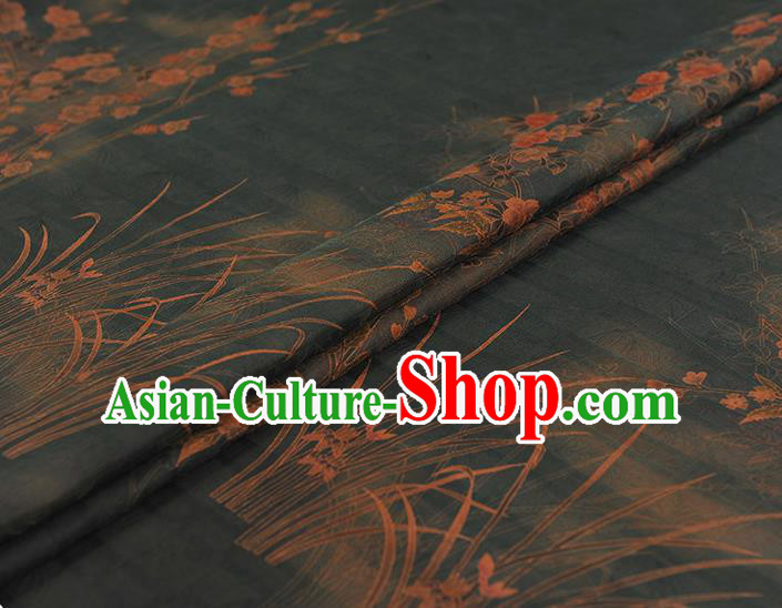 China Classical Jasmine Pattern Silk Fabric Cheongsam Cloth Traditional Jacquard Strovirens Satin