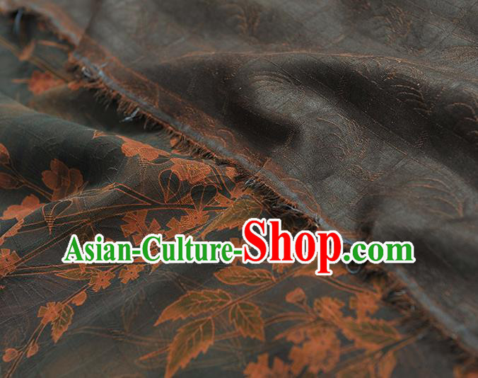 China Classical Jasmine Pattern Silk Fabric Cheongsam Cloth Traditional Jacquard Strovirens Satin