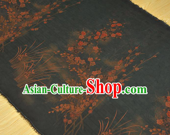 China Classical Jasmine Pattern Silk Fabric Cheongsam Cloth Traditional Jacquard Strovirens Satin