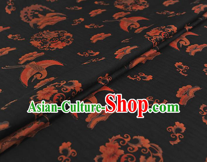 Chinese Black Gambiered Guangdong Gauze Traditional Cheongsam Silk Fabric Classical Phoenix Pattern Silk Drapery