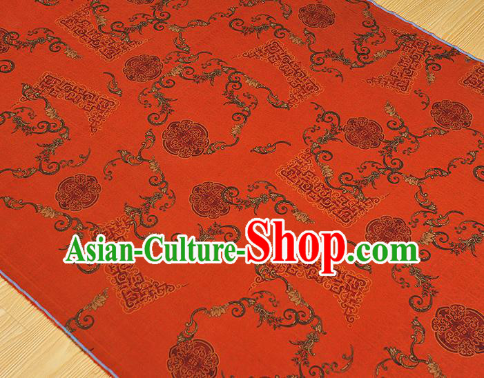 Chinese Red Gambiered Guangdong Gauze Traditional Cheongsam Silk Fabric Classical Auspicious Pattern Silk Drapery