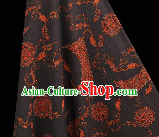 Chinese Traditional Silk Drapery Cheongsam Black Silk Fabric Classical Auspicious Pattern Gambiered Guangdong Gauze