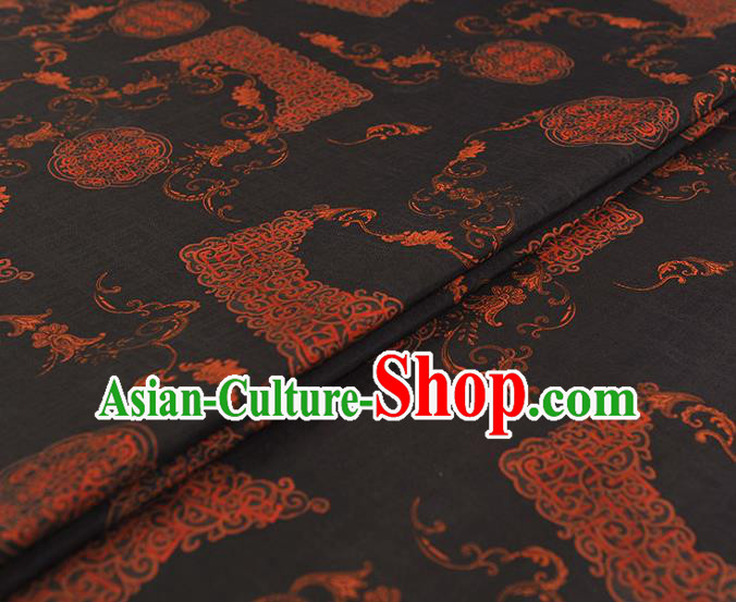 Chinese Traditional Silk Drapery Cheongsam Black Silk Fabric Classical Auspicious Pattern Gambiered Guangdong Gauze