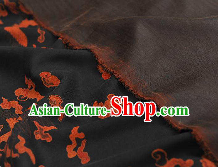 Chinese Cheongsam Silk Fabric Classical Cloud Crane Pattern Gambiered Guangdong Gauze Traditional Black Silk Drapery