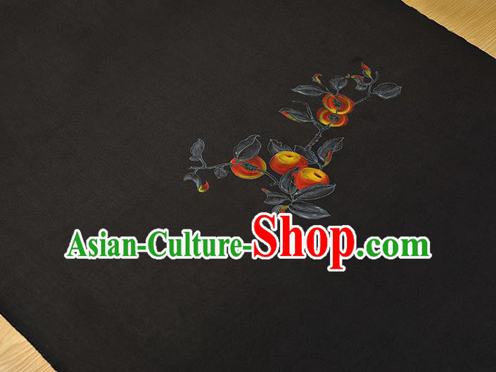 China Jacquard Satin Traditional Cheongsam Cloth Classical Printing Persimmon Pattern Black Silk Fabric