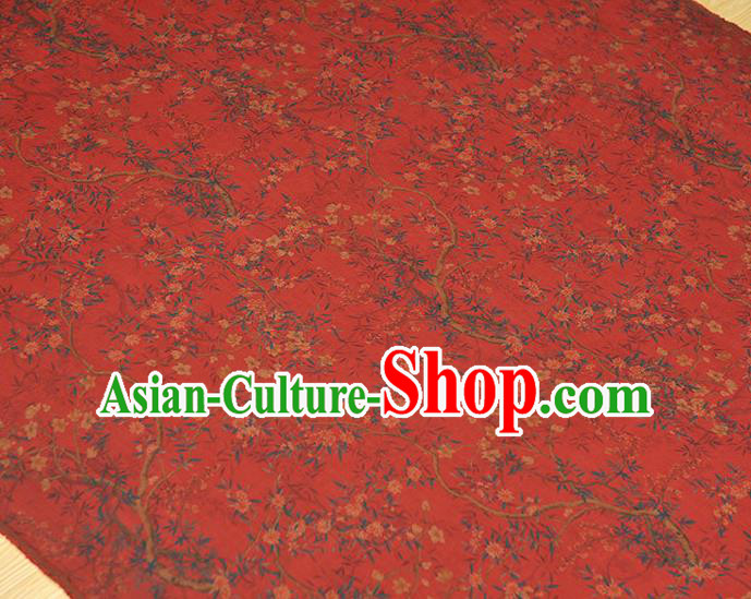 Chinese Cheongsam Silk Fabric Traditional Silk Drapery Classical Floral Pattern Red Gambiered Guangdong Gauze