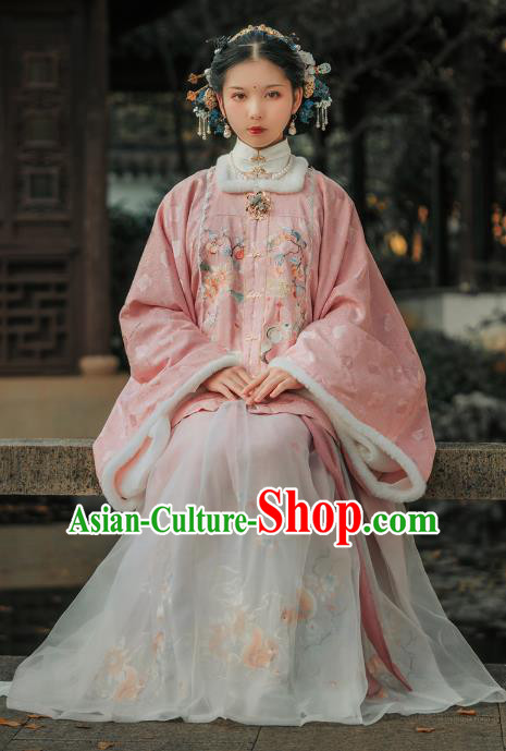Ancient China Imperial Mistress Historical Clothing Traditional Hanfu Ming Dynasty Court Woman Noble Countess Winter Costumes
