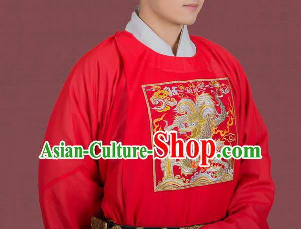 China Ancient Official Embroidered Robe Traditional Ming Dynasty Historical Hanfu Clothing for Men