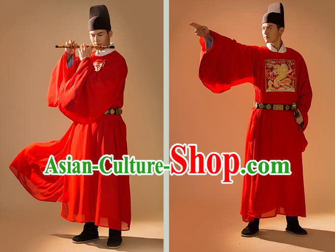 China Ancient Official Embroidered Robe Traditional Ming Dynasty Historical Hanfu Clothing for Men