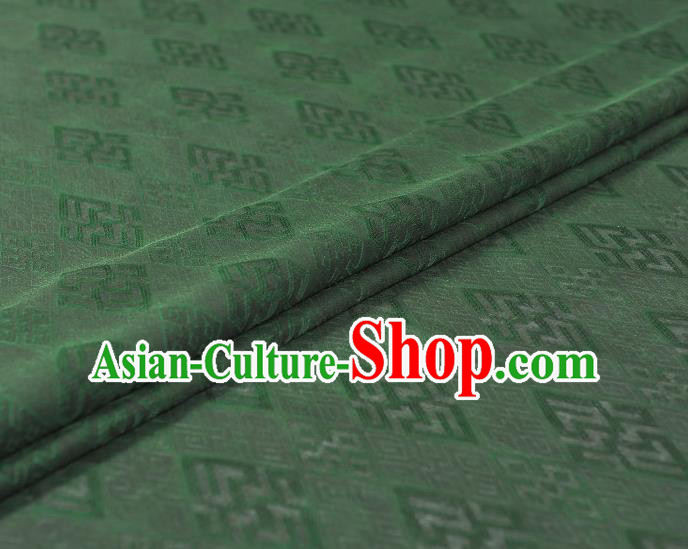 Chinese Traditional Green Silk Fabric Cheongsam Classical Rhombus Pattern Gambiered Guangdong Gauze Cloth