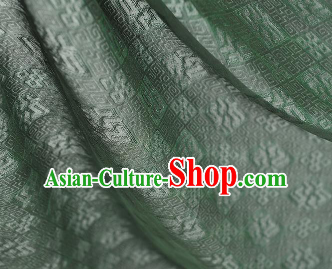 Chinese Traditional Green Silk Fabric Cheongsam Classical Rhombus Pattern Gambiered Guangdong Gauze Cloth
