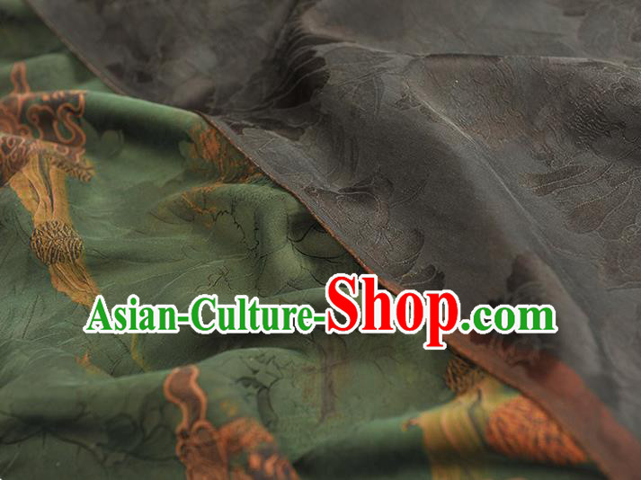Chinese Classical Cloud Pattern Silk Green Gambiered Guangdong Gauze Fabric Traditional Cheongsam Satin Cloth