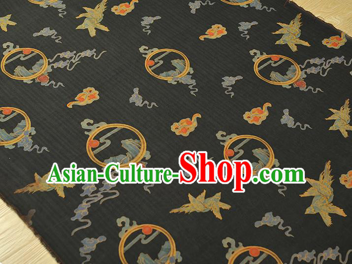 Chinese Classical Sunset Glow Pattern Silk Fabric Gambiered Guangdong Gauze Traditional Cheongsam Jacquard Black Cloth
