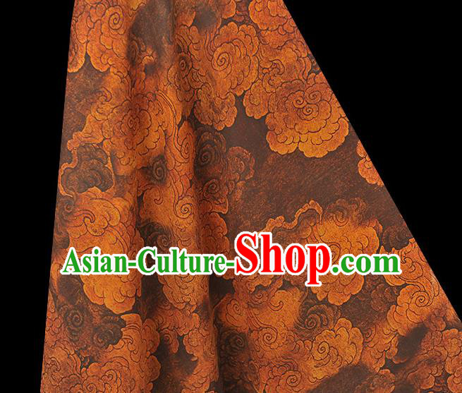 Chinese Traditional Cheongsam Gambiered Guangdong Gauze Brown Cloth Classical Cloud Pattern Silk Fabric