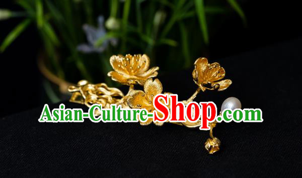 China Ancient Gilding Hair Sticks Hair Accessories Traditional Ming Dynasty Plum Blossom Hairpin