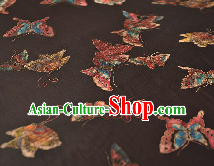 Chinese Traditional Red Gambiered Guangdong Gauze Classical Butterfly Pattern Silk Fabric Cheongsam Satin Cloth