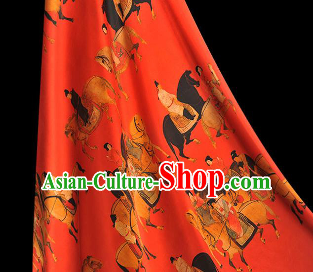 Chinese Cheongsam Classical Tang Dynasty Character Pattern Satin Cloth Traditional Jacquard Silk Fabric Gambiered Guangdong Gauze
