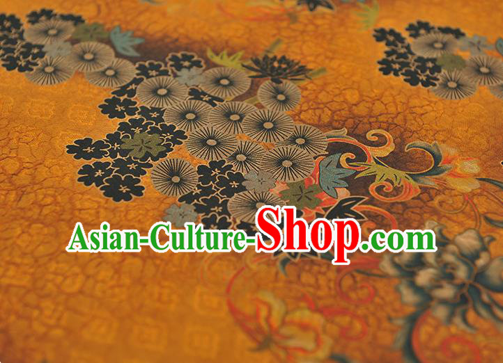 Chinese Classical Apricot Blossom Pattern Cloth Traditional Cheongsam Ginger Silk Fabric Gambiered Guangdong Gauze