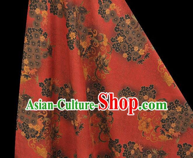 Chinese Traditional Cheongsam Red Silk Fabric Gambiered Guangdong Gauze Classical Apricot Blossom Pattern Cloth