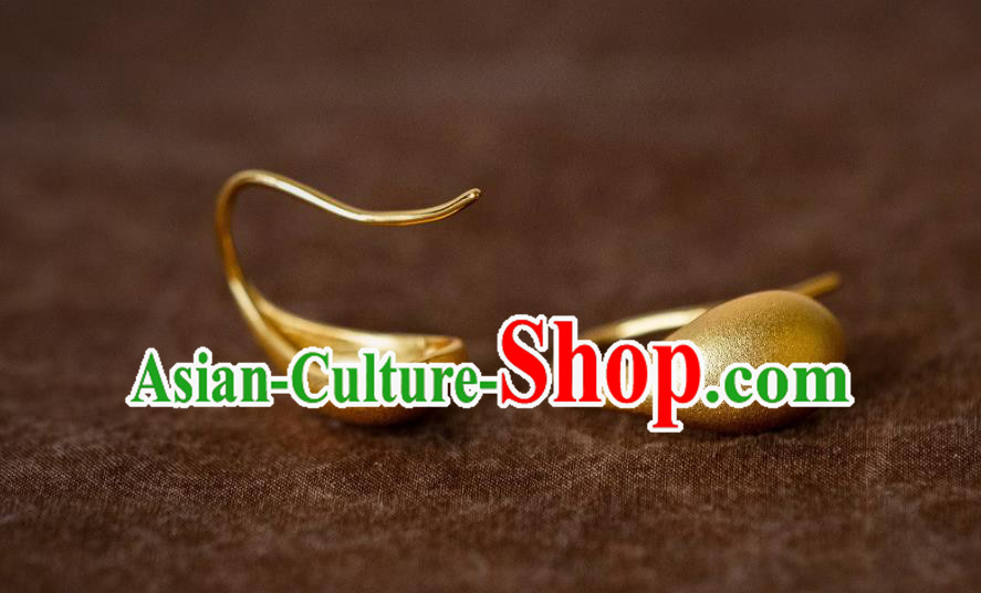 China Ming Dynasty Empress Gilding Earrings Traditional Ancient Court Ear Jewelry